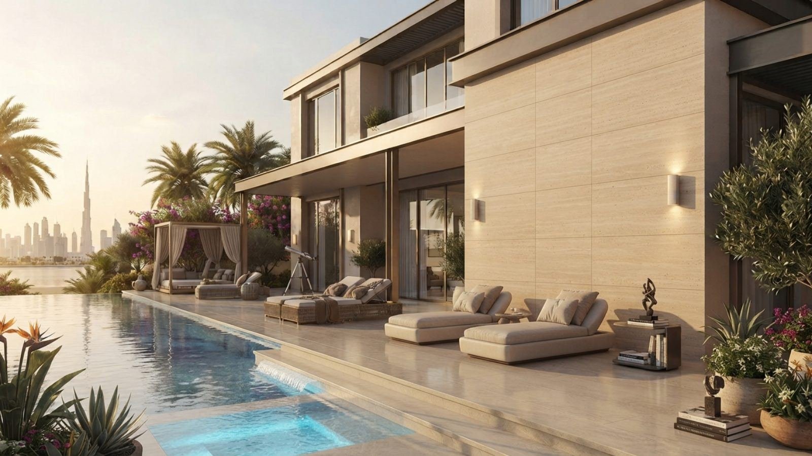 Dubai villa terrace and pool maintained by Downtown Technical Services